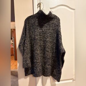 Free People Black and Tan Turtleneck Sweater